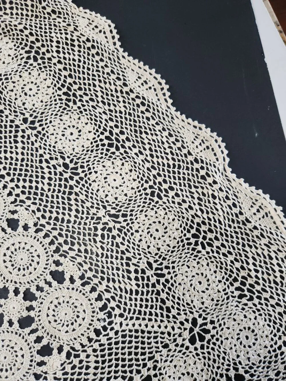 Gorgeous Vintage King Size Cream Colored Crocheted Bed Spread 108